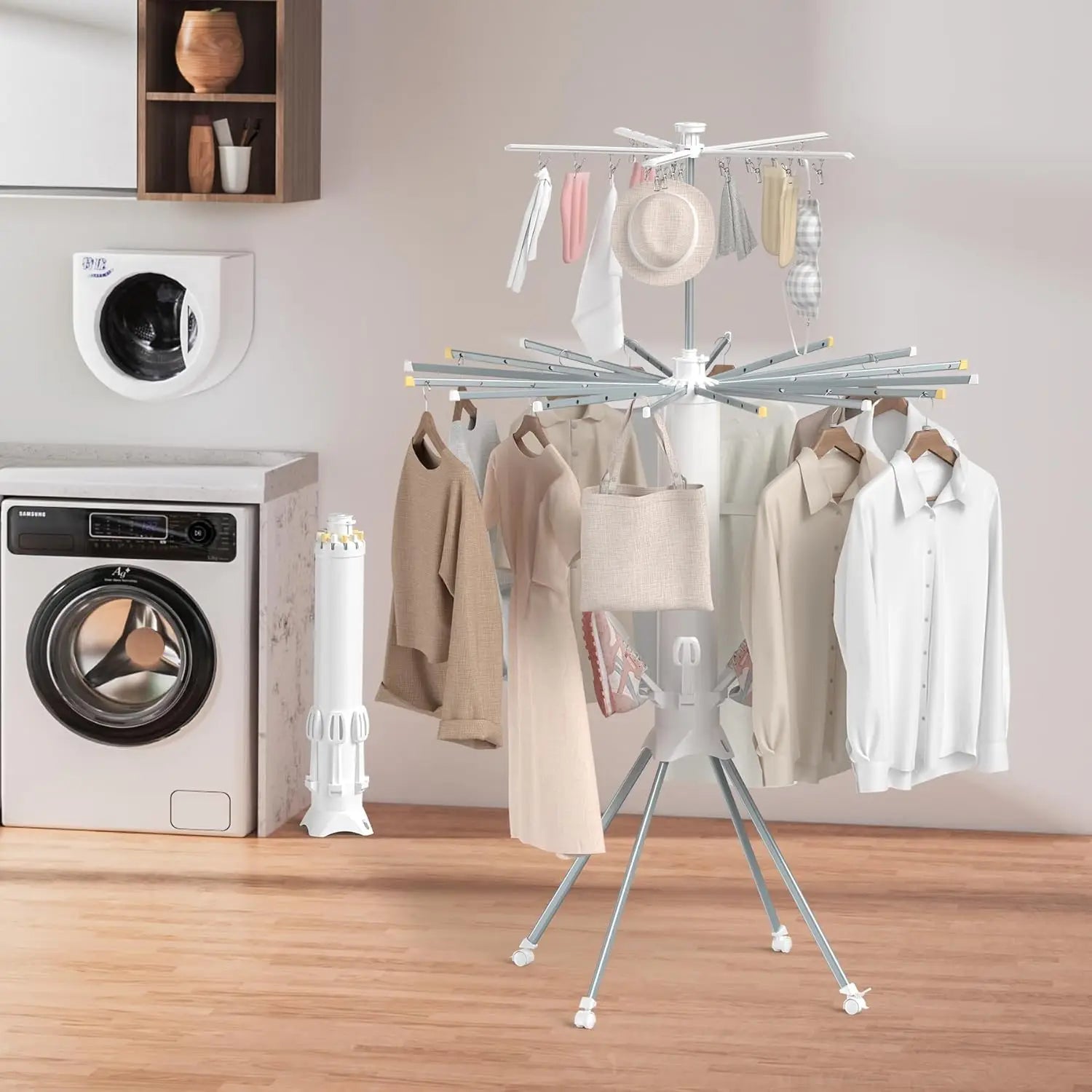 Clothes Drying Rack Foldable, 4-Legged Clothing Rack Laundry Hanger Dryer Rack, Shoe Dryer Portable Drying Rack Foldable Drying