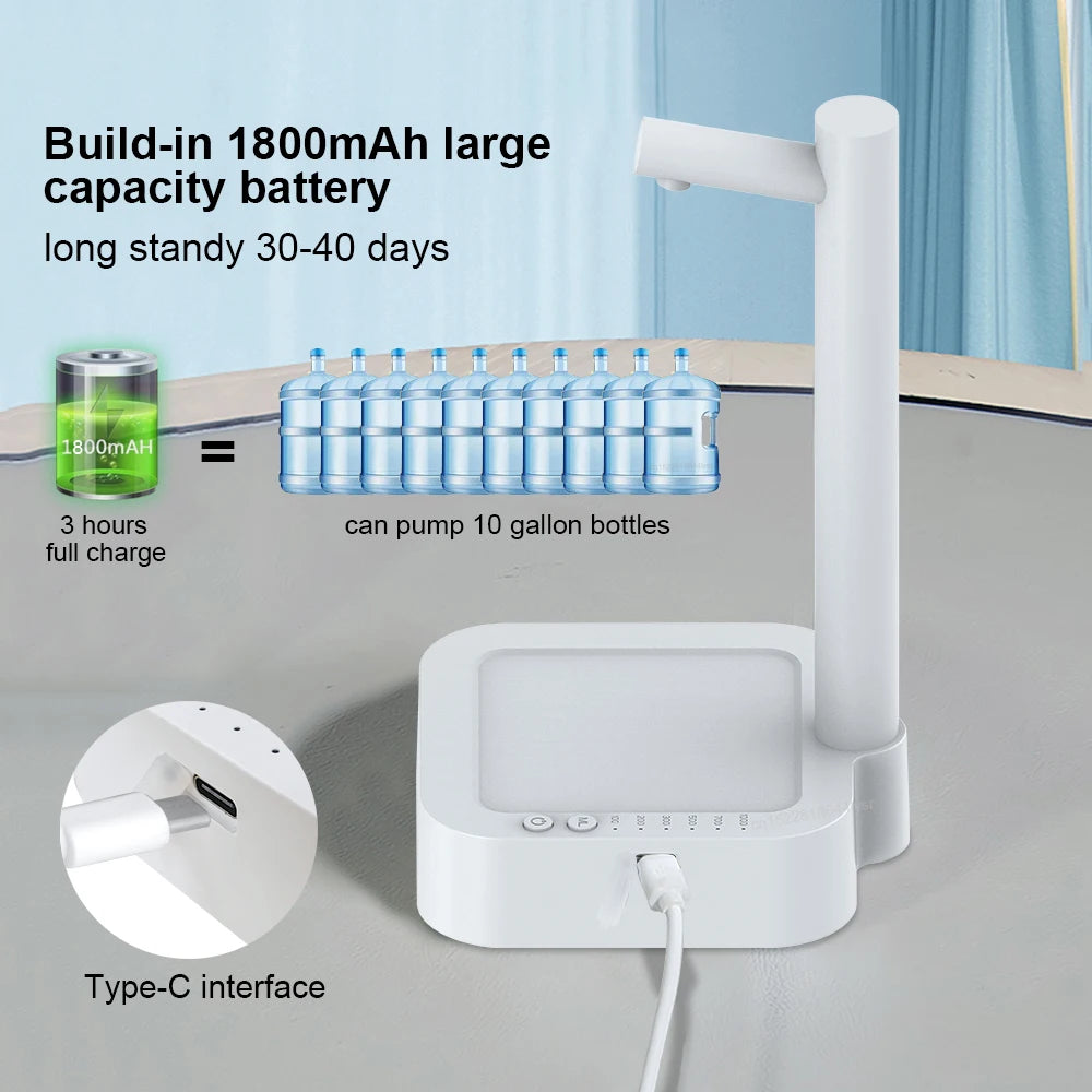 Electric Water Gallon Bottle Pump Automatic Water Dispenser 19 Liters Rechargeable Desktop Drinking Water Dispenser Bottle Pump