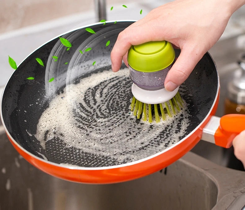 Dish Brush With Soap Dispenser Palm Brush Dish washing Kitchen Scrub Brushes With Holder Drip Tray