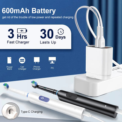 Electric Toothbrush Rotary Rechargeable Electric Toothbrush for Adults