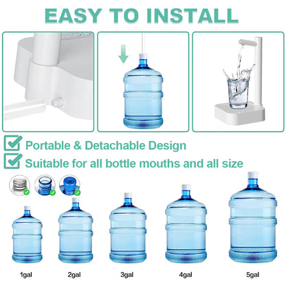 Electric Water Gallon Bottle Pump Automatic Water Dispenser 19 Liters Rechargeable Desktop Drinking Water Dispenser Bottle Pump