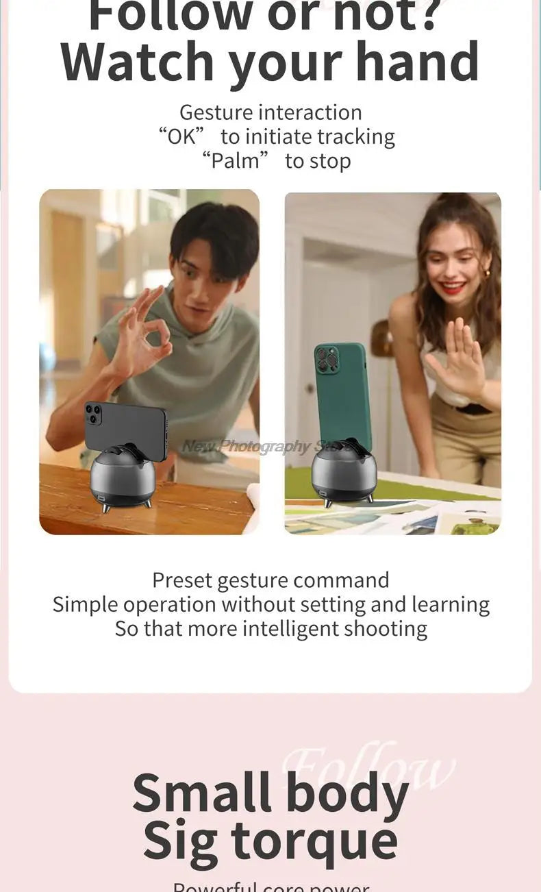 Q8 Auto Face Tracking Gesture Gimbal Stabilizer Phone Tablet Tracking Holder 360 Rotation Selfie For Vlog Live video streaming