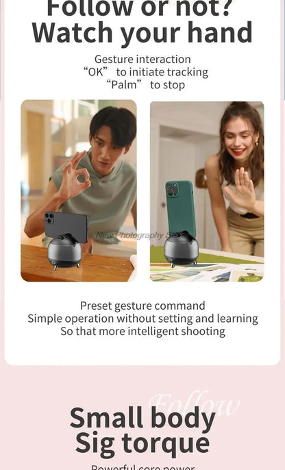 Q8 Auto Face Tracking Gesture Gimbal Stabilizer Phone Tablet Tracking Holder 360 Rotation Selfie For Vlog Live video streaming