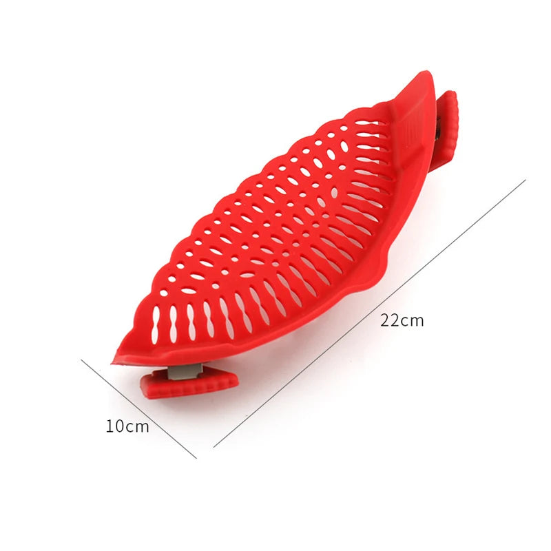 Universal Silicone Clip on Pan Pot Strainer Anti Spill Pasta Pot Strainer Food Grade Fruit Colander for Pasta Fruit Vegetable