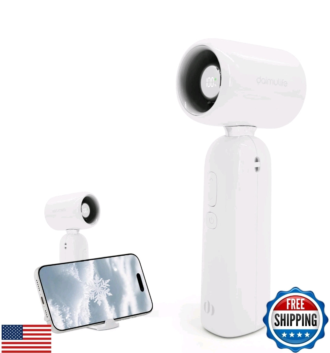 Daimulife Portable Turbo Fan, 3 IN 1 High Speed Handheld Fan, 1-100 Stepless