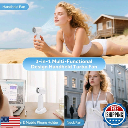 Daimulife Portable Turbo Fan, 3 IN 1 High Speed Handheld Fan, 1-100 Stepless