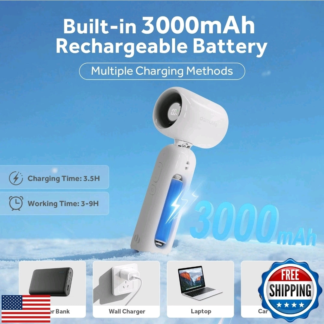 Daimulife Portable Turbo Fan, 3 IN 1 High Speed Handheld Fan, 1-100 Stepless