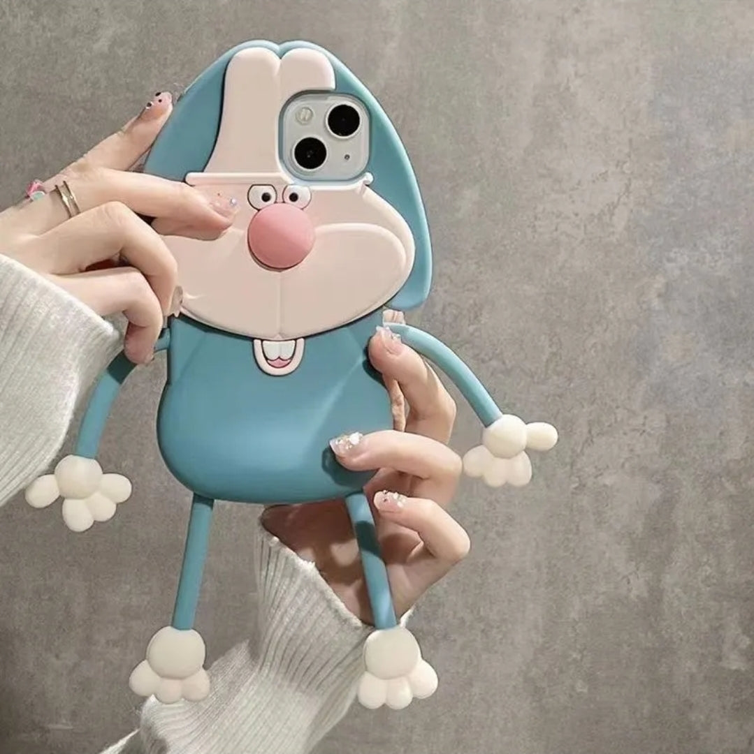 Cute Cartoon Long-Legged Rabbit Or Magpie Silicone Phone Case