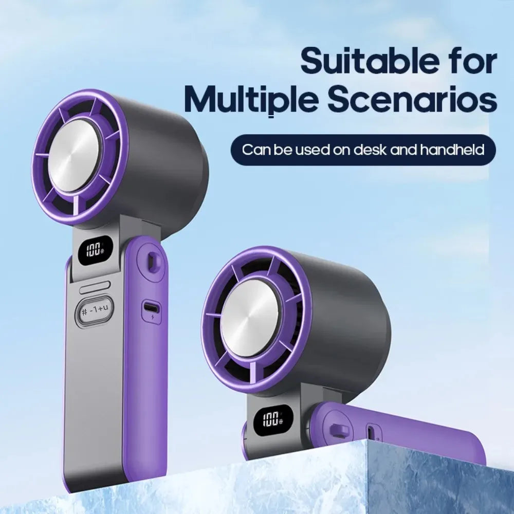 Mini Handheld Turbo Cooling Fan High-speed Cold Air 3600mAh USB