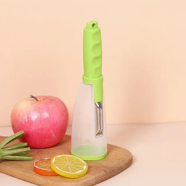 Multifunctional Peeling Knife Storage Type Storage Tube Splash-proof Fruit and Vegetable Peeler Supplies Household Kitchen Tools