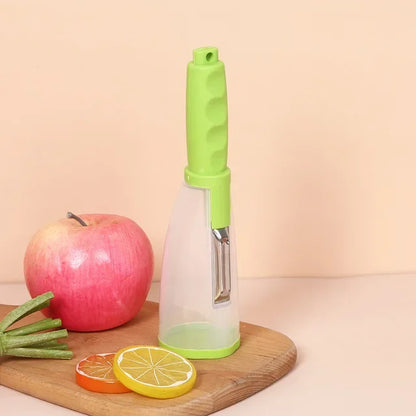 Multifunctional Peeling Knife Storage Type Storage Tube Splash-proof Fruit and Vegetable Peeler Supplies Household Kitchen Tools