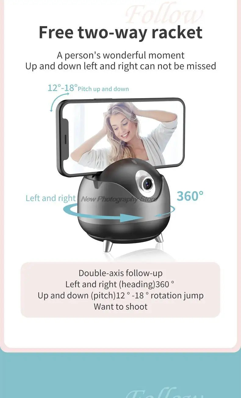 Q8 Auto Face Tracking Gesture Gimbal Stabilizer Phone Tablet Tracking Holder 360 Rotation Selfie For Vlog Live video streaming
