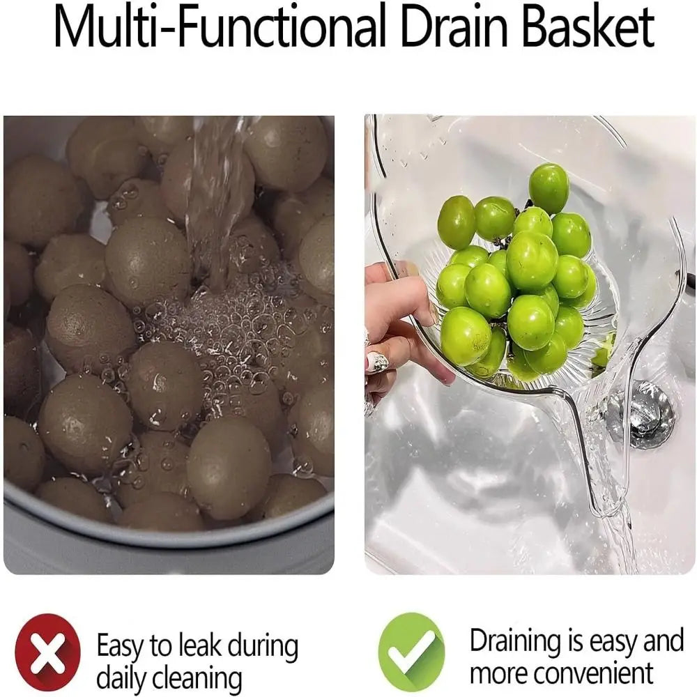 Multifunctional Drain Basket Vegetable Basin Drain Bowl Household Sink Kitchen Washing Fruit Plate Plastic Rice Washing Basket