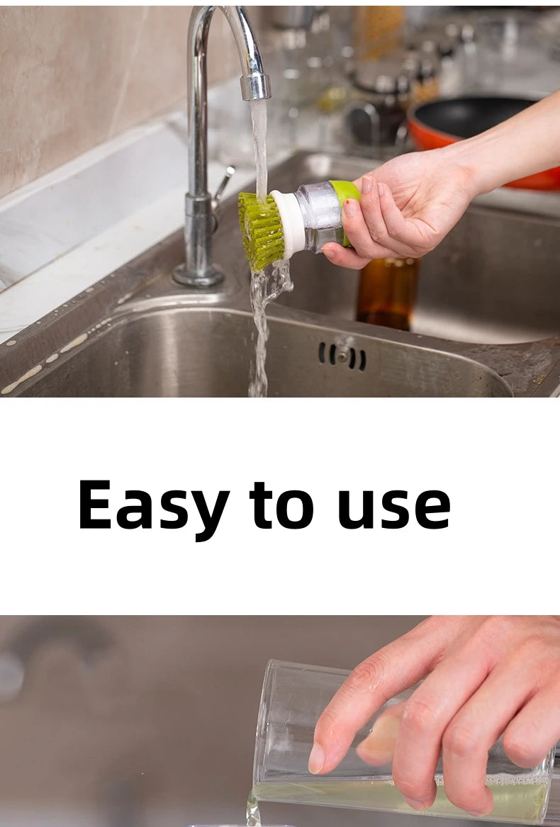 Dish Brush With Soap Dispenser Palm Brush Dish washing Kitchen Scrub Brushes With Holder Drip Tray