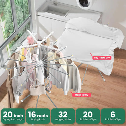 Clothes Drying Rack Foldable, 4-Legged Clothing Rack Laundry Hanger Dryer Rack, Shoe Dryer Portable Drying Rack Foldable Drying