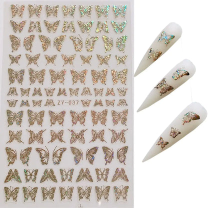 Laser Bronzing Butterfly Nail Stickers