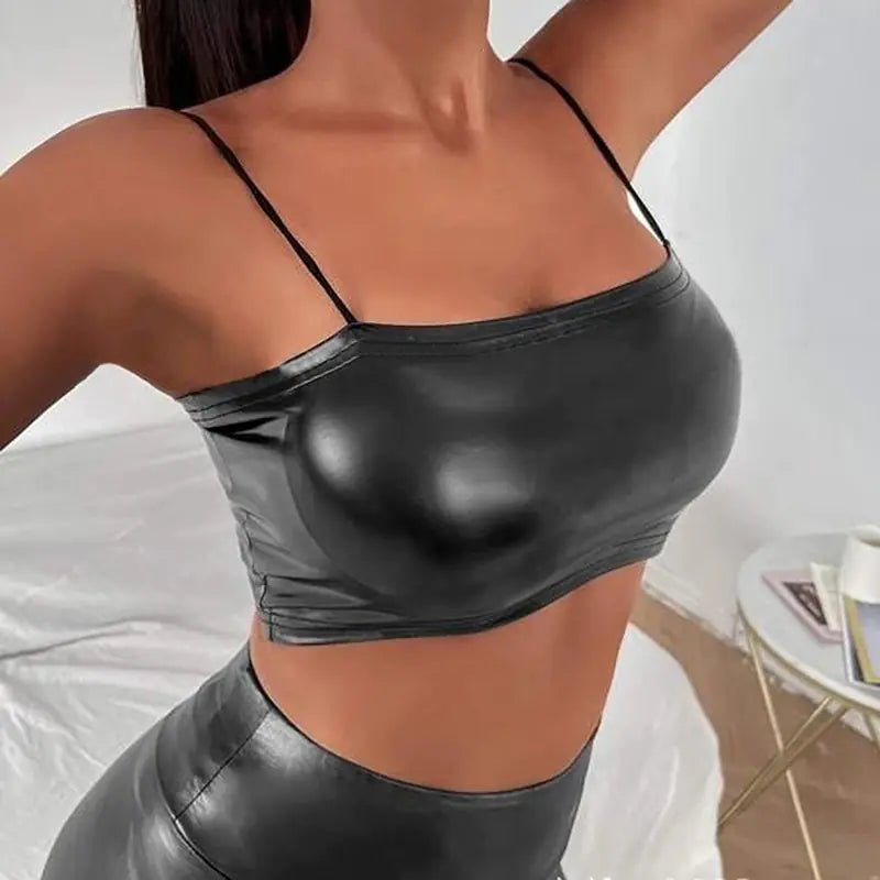 Women's Short Sexy Patent Leather Corset Vest