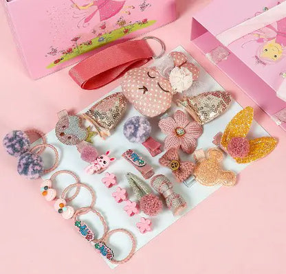 Kids Hair Accessories Gift Set - Clips and Hair Ties