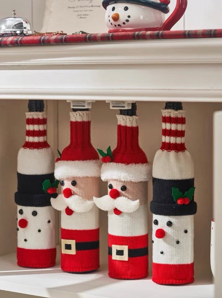 Cute Knitted Christmas Wine Bottle Cover Sleeves Set of 3 Pcs ( $10 Ea