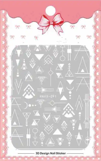 Black Butterfly Nail Stickers with White Flower Design