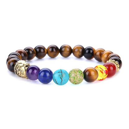 7-Color Amethyst Tiger Eye Natural Lava Stone Bracelet
