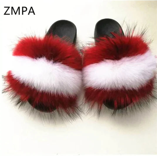 Fox Fur Slippers and Flip Flops for Comfort