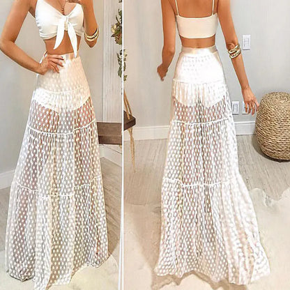 Large Swing Skirt with Perspective Polka Dot Pleats