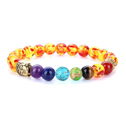 7-Color Amethyst Tiger Eye Natural Lava Stone Bracelet