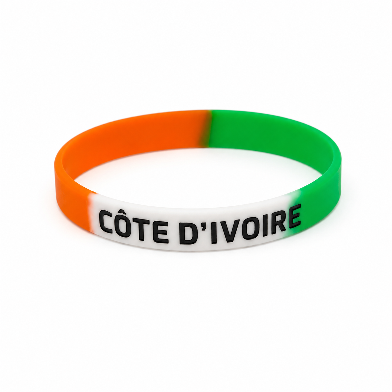 Ivory Coast Flag Silicone Rubber Bracelet