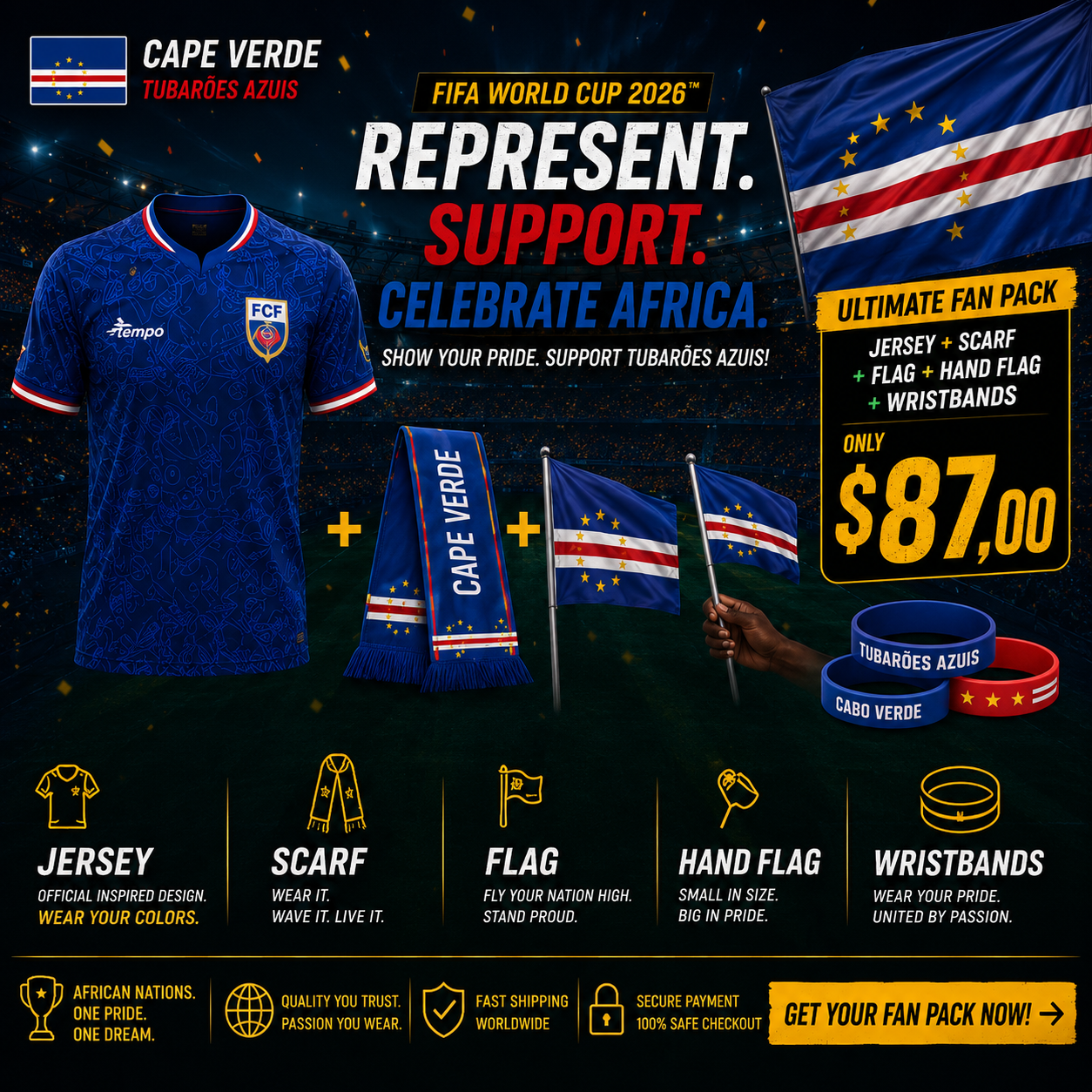 Sports accessory pack for the Tabaroes azuis of Cape Verde
