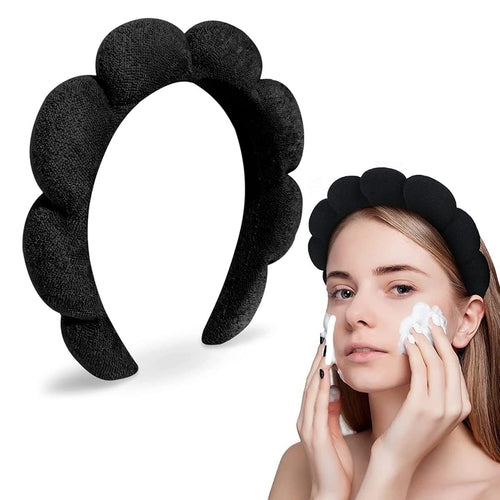 Soft Sponge Facial Spa Headband for Women - Black