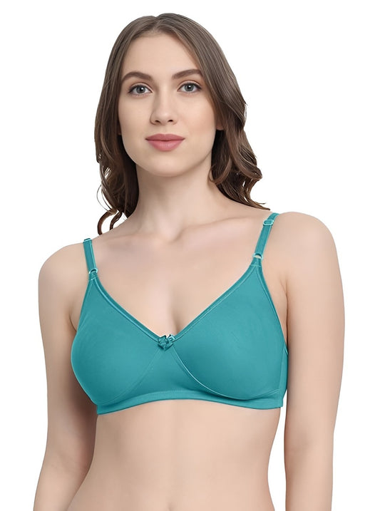 Non-Padded Full Coverage Cotton Bra-Teal (Size-34C)
