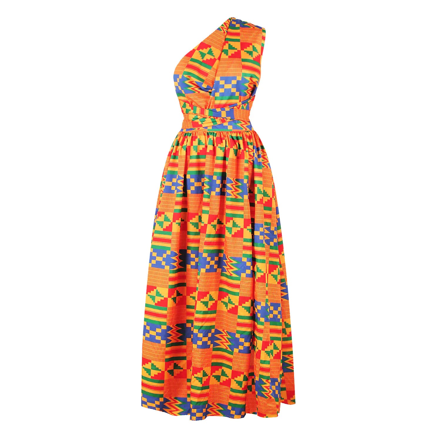 Plus Size African Print Irregular Dress with Versatility