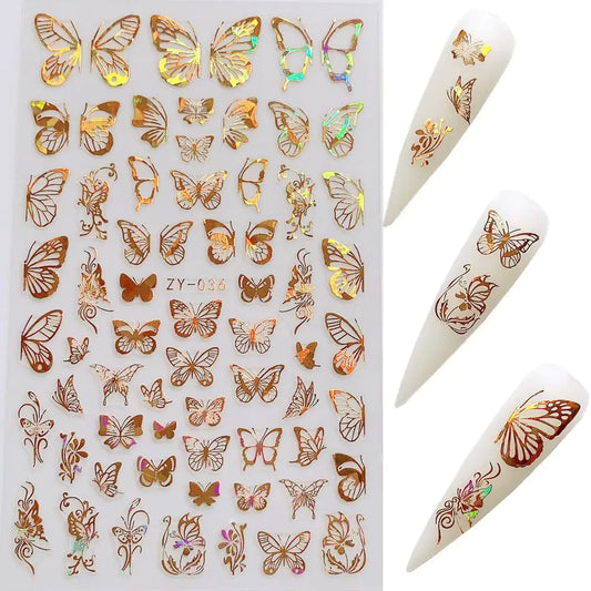 Laser Bronzing Butterfly Nail Stickers