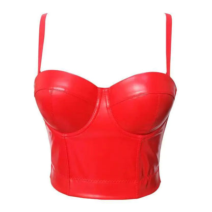 PU Leather Corset Top with Straps for Women