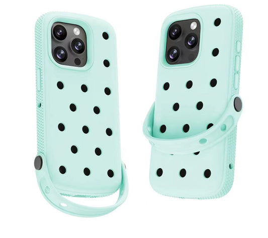 iPhone Pro Max Case – Perforated Silicone with Handle & Fun Patterns