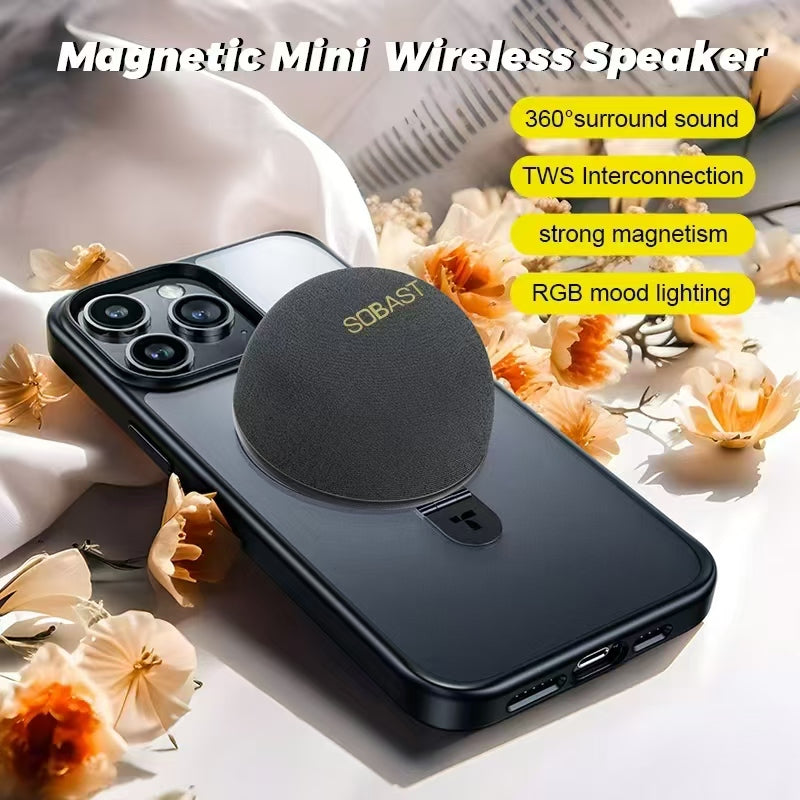 SOBAST Mini Wireless Magnetic Speaker – 360° with RGB Lights