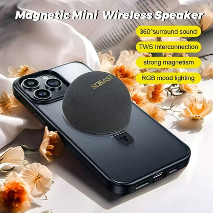 SOBAST Mini Wireless Magnetic Speaker – 360° with RGB Lights