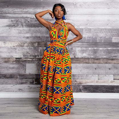 Plus Size African Print Irregular Dress with Versatility