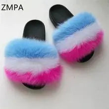 Fox Fur Slippers and Flip Flops for Comfort