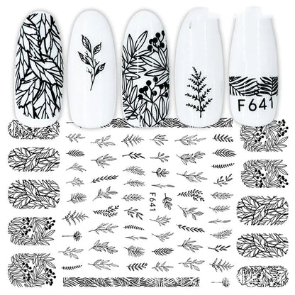 3D Hot Stamping Black & White Nail Stickers Set