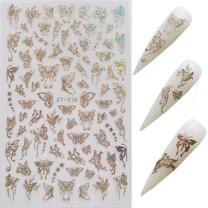 Laser Bronzing Butterfly Nail Stickers